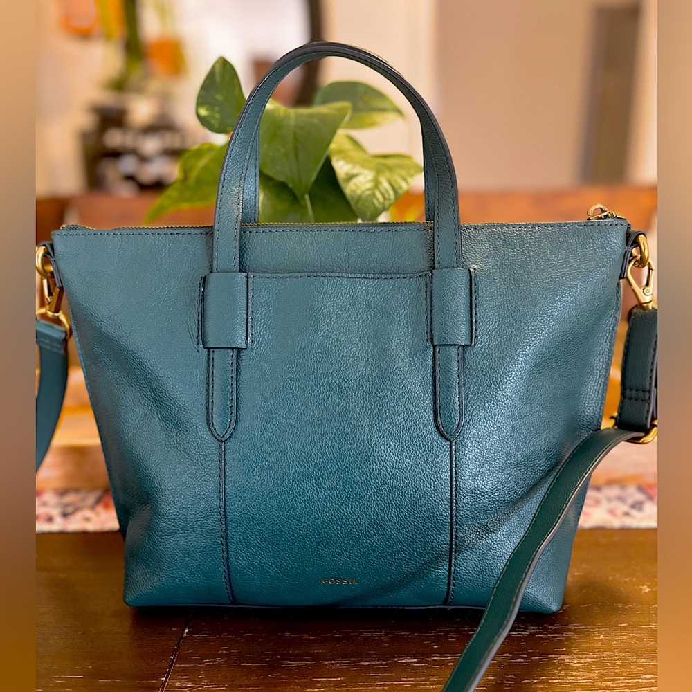 🔑 Fossil Skylar Satchel • Gorgeous Green Leather • EUC